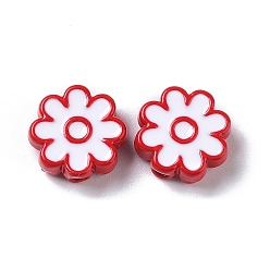 White Spray Painted Alloy Beads, with Enamel, Flower, White, 10x3.5mm, Hole: 1.4mm