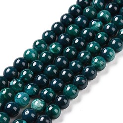 Sea Green Natural Agate Beads Strands, Dyed & Heated, Grade A, Round, Sea Green, 6mm, Hole: 1mm, about 62pcs/strand, 14.9 inch(38cm)