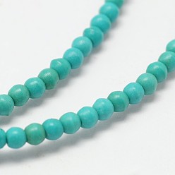 Turquoise Dyed Synthetical Turquoise Round Bead Strand, Turquoise, 3mm, Hole: 1mm, about 151pcs/strand, about 15 inch