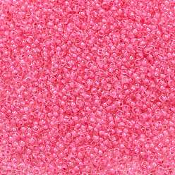 (1082) Inside Color Crystal/Hot Pink Lined Toho perles de rocaille rondes, perles de rocaille japonais, (1082) cristal de couleur intérieure / doublé rose vif, 11/0, 2.2mm, Trou: 0.8mm, environ5555 pcs / 50 g