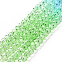 Зеленый Прозрачные стеклянные бусины, граненые, рондель, зелёные, 6x5 мм, отверстие : 1.2~1.4 мм, около 85~88 шт / нитка, 16.54~16.93 дюйм (42~43 см)