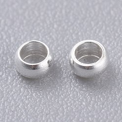 Plata 201 de acero inoxidable perlas espaciadoras, Rondana plana, plata, 2x1 mm, agujero: 1.2 mm