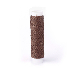 Camel Round Waxed Polyester Twisted Cord, Micro Macrame Cord, for Leather Projects, Bookbinding, Camel, 0.65mm, about 21.87 yards(20m)/roll