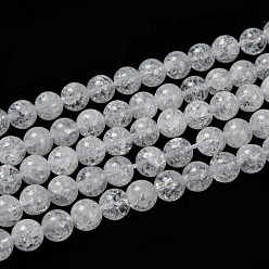 Quartz craquelé Crépitement naturelle perles de quartz brins, ronde, 10mm, Trou: 1mm, environ 40 / pcs brins, 14.9 pouces ~ 15.1 pouces