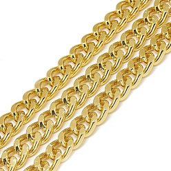 Gold Unwelded, Faceted Aluminum Curb Chains, Diamond Cut Chains, Gold, 9x7x2mm