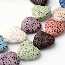 Lava Rock Dyed Heart Synthetic Lava Rock Beads Strands, 20~21x20~21x7~8mm, Hole: 1mm, about 20pcs/strand, 15.5 inch