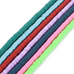 Colorful Handmade Polymer Clay Bead Strands, Disc/Flat Round, Colorful, 4x0.5~1mm, Hole: 1.4mm, about 290~388pcs/strand, 15.16 inch~15.94 inch(38.5cm~40.5cm)