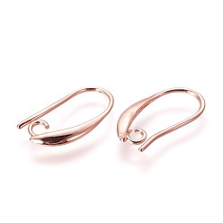 Rose Gold Brass Earring Hooks, with Horizontal Loop, Rose Gold, 18.5x9.5x2mm, Hole: 2mm, 20 Gauge, Pin: 0.8mm