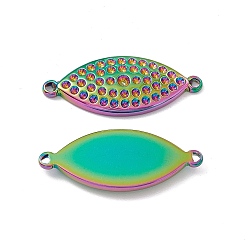 Rainbow Color Ion Plating(IP) 304 Stainless Steel Connector Rhinestone Settings, Horse Eye, Rainbow Color, Fit it 1.8mm and 1mm Rhinestone, 11x27x2.5mm, Hole: 1.4mm