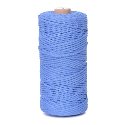 Cornflower Blue 100M Round Cotton Braided Cord, for DIY Handmade Tassel Embroidery Craft, Cornflower Blue, 3mm, about 109.36 Yards(100m)/Roll