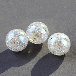 Clear AB AB Color Transparent Crackle Round Acrylic Beads, Clear AB, 20mm, Hole: 2.5mm, about 108pcs/500g