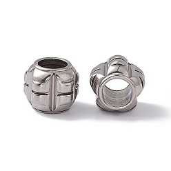 Stainless Steel Color 304 Stainless Steel Beads, Grooved Beads, Column, 10.5x11mm, Hole: 6mm