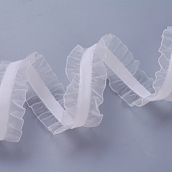 Blanc Ruban élastique en nylon, avec de la dentelle, pour la fabrication de bijoux, blanc, 1 pouces (25 mm), 50yards / roll (45.72m / roll)