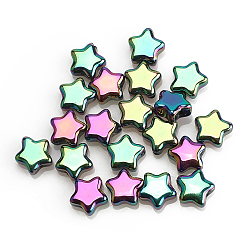 Colorful Electroplate Transparent Glass Beads, Multi-color Plated, Star, Colorful, 8x4mm, Hole: 1mm