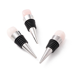 Rose Quartz Natural Rose Quartz Bottle Stoppers, with Alloy & Silicone Findings, Cone, 77~78x20mm