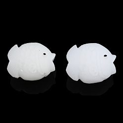 Кремово-белый Непрозрачные шарики cmолы, имитация нефрита, рыба, кремово-белые, 27~28x21~23x17.5~18 мм, отверстие : 2 мм