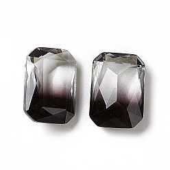 Jet Faceted K9 Glass Rhinestone Cabochons, Pointed Back, Rectangle Octagon, Jet, 13.5x9.5x5.5mm
