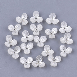 Lin Capsules de perles d'acétate de cellulose (résine), 3 pétales, fleur, linge, 12x13x5.5~6mm, Trou: 1.2mm