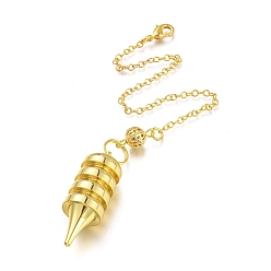 Golden Brass Coil Dowsing Pendulums, Spiral Pendulum, with Lobster Claw Clasps, Bullet, Golden, 235x2.5mm
