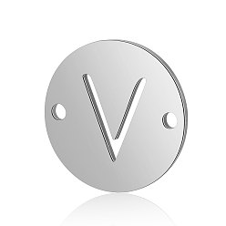 Letter V Conectores de enlaces de acero de titanio, plano y redondo con la letra, color acero inoxidable, letter.v, 12x0.8 mm, agujero: 0.8 mm