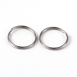 Color de Acero Inoxidable 304 anillos partidos de acero inoxidable, anillos de salto de doble bucle, color acero inoxidable, 15x1.8 mm
