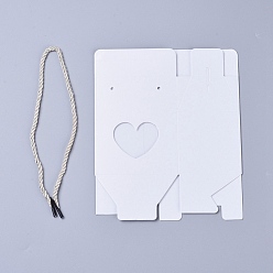 Blanc Boîte de papier pliable portable créative, boîtes de faveur de mariage, boîte de faveur, boîte cadeau en papier, avec fenêtre transparente et poignée en corde, rectangle, blanc, boîte: 10.5x8.9x6.7cm