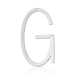 Letter G 201 Stainless Steel Links connectors, Letter, Stainless Steel Color, Letter.G, 37x22x1mm, Hole: 1mm
