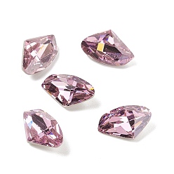 Pale Violet Red Cubic Zirconia Cabochons, Pointed Back & Back Plated, Triangle, Light Rose, 9x14x4mm