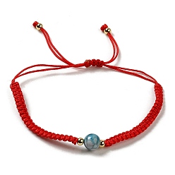 Agate Naturelle Bracelet de perles tressées rondes en agate naturelle, bracelet réglable noir, perle: 8 mm