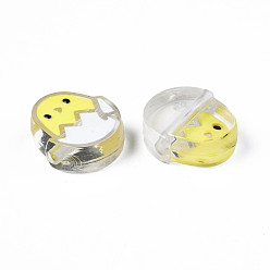 WhiteSmoke Transparent Acrylic Beads, with Enamel, Egg, WhiteSmoke, 26x22x9mm, Hole: 3mm