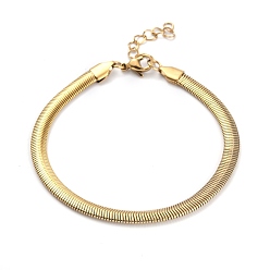 Oro Revestimiento de iones (ip) 304 pulseras de cadena de serpiente planas de acero inoxidable, con cierre de langosta, dorado, 8 pulgada (20.2 cm)