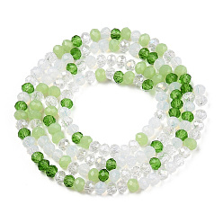 Verde Claro Abalorios de vidrio, facetados, Rondana plana, verde claro, 3x2.5 mm, agujero: 0.6 mm, sobre 153~158 unidades / cadena, 14.96 pulgada ~ 15.28 pulgada (38~38.8 cm)