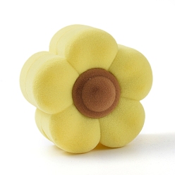 Amarillo Cajas de joyería de terciopelo con forma de flor de ciruelo, caja de almacenamiento del organizador del joyero portátil, para anillo pendientes collar, amarillo, 6.15x6.15x3.75 cm