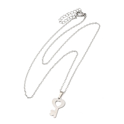 Key 306 collar colgante de acero inoxidable para mujer, clave, 17.64 pulgada (44.8 cm), colgantes: 19.5x11.5 mm.