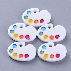 Colorful Resin Pendants, Drawing Board Shape, Colorful, 24~25x17x4.5mm, Hole: 3mm
