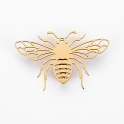 Golden Bee Brooch, 201 Stainless Steel Insect Lapel Pin for Backpack Clothes, Nickel Free & Lead Free, Golden, 31.5x49.5x6.5mm, Pin: 0.7mm