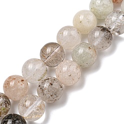 Quartz Lodolite Naturelles lodolite quartz brins de perles, ronde, 10mm, Trou: 0.8mm, Environ 37 pcs/chapelet, 15.55'' (39.5 cm)