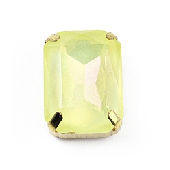 Junquillo Aurora (jm) coser en diamantes de imitación, diamantes de imitación de cristal facetado, Enlaces multifilares, con monturas de latón dorado, octágono rectángulo, junquillo, 18x13x7.5 mm, agujero: 1.2 mm