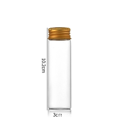 Oro Botellas de vidrio transparente contenedores de cuentas, tubos de almacenamiento de cuentas con tapa de rosca y tapa de aluminio, columna, dorado, 3x10 cm, capacidad: 50 ml (1.69 fl. oz)