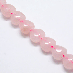 Rose Quartz Heart Natural Rose Quartz Beads Strands, 10x10x5~7mm, Hole: 1mm, about 42pcs/strand, 15.75 inch