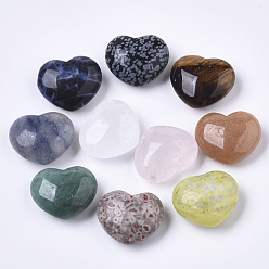 Смешанные камни Природный камень cmешанных, сердце любовь камень, карманный пальмовый камень для балансировки рейки, 19x23x10.5 мм, 10 шт / коробка