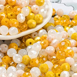Oro Perlas de vidrio, facetados, Rondana plana, oro, 4x3 mm, agujero: 0.4 mm, Sobre 820 unidades / 60 g