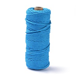 Bleu Ciel Foncé Fils de coton, pour l'artisanat de bricolage, emballage cadeau et fabrication de bijoux, bleu profond du ciel, 3mm, environ 109.36 yards (100m)/rouleau