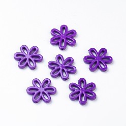 Dark Violet Opaque Acrylic Beads, Flower, Dark Violet, 31x28x4.5mm, Hole: 1.5mm, about 239pcs/500g