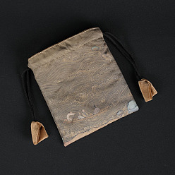 Светло-коричневый Прямоугольные подарочные пакеты для украшений из ткани в китайском стиле для серег, Браслеты, ожерелья упаковка, волновая картина, загар, 12x10 см