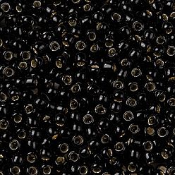 (2210) Silver Lined Jet Black Opaque Круглые бусины toho, японский бисер, (2210) серебристо-черный непрозрачный, 11/0, 2.2 мм, отверстие : 0.8 мм, о 1110шт / бутылка, 10 г / бутылка
