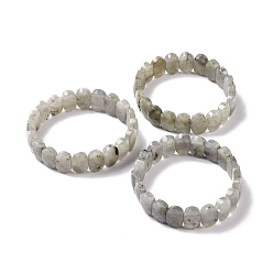 Labradorite Bracelet extensible perlé ovale en labradorite naturelle, bijoux en pierres précieuses pour femmes, diamètre intérieur: 2-1/8 pouce (5.4~5.5 cm)