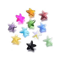 Mixed Color Faceted Glass Charms, Starfish, Mixed Color, 14x15x7mm, Hole: 1.4mm