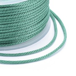 Medium Aquamarine Polyester Braided Cords, for Jewelry Making Beading Crafting, Medium Aquamarine, 2mm, about 21.87 yards(20m)/roll