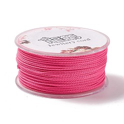 Темно-Розовый Круглый вощеный полиэфирный шнур, витой шнур, темно-розовыми, 1 мм, около 49.21 ярдов (45 м) / рулон